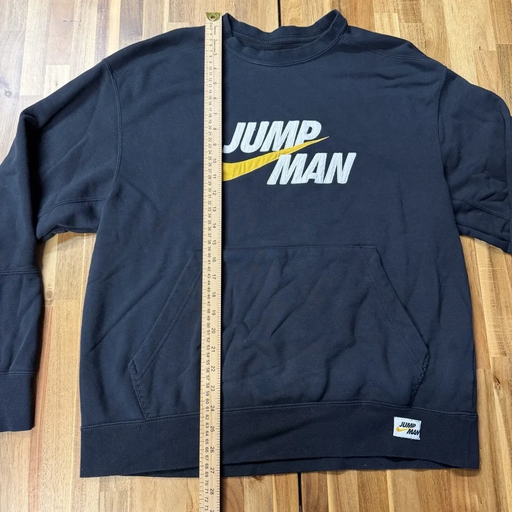 Nike Air Jordan Jumpman Crew Sweatshirt Black Embroidered Logo Mens L